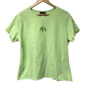 Trilllogy Top Womens Large Green Peas Sequins